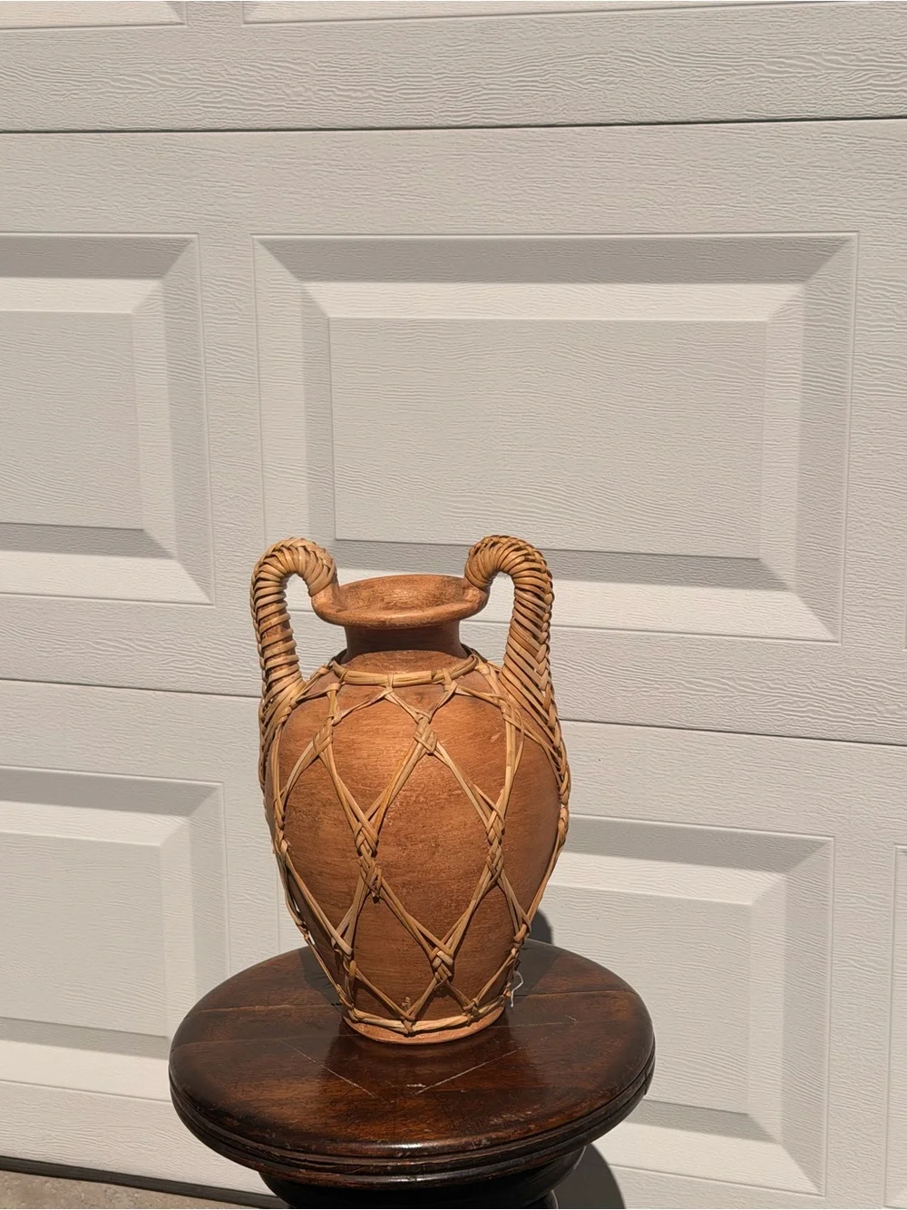 Vintage Brown Woven Terracotta Vase - Picture 2 of 2